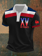 Rugby Chemise Homme Manches Courtes Classic T-Shirt Regular Stand Collar Shirt